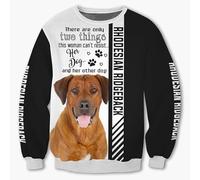MAUXpIAO Sudaderas Chaquetas Camiseta Cárdigan Delgada 3d RHODESIAN RIDGEBACK DOG Impresión Pull-Over Hombres Y Mujeres Casual Poliéster Camisa de Entrenamiento Único Impresión/C/4XL