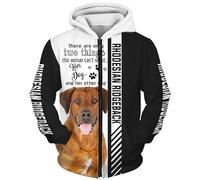 MAUXpIAO Sudaderas Chaquetas Camiseta Cárdigan Delgada 3d RHODESIAN RIDGEBACK DOG Impresión Pull-Over Hombres Y Mujeres Casual Poliéster Camisa de Entrenamiento Único Impresión/A/S