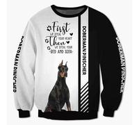 MAUXpIAO Sudaderas con capucha Chaquetas Camiseta Cárdigan Delgado 3D DOBERMAN PINSCHER Impresión Pullover Hombres Mujeres Poliéster Sudadera informal /a3/XL