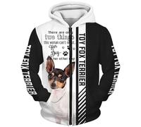 MAUXpIAO Sudaderas con capucha Chaquetas Camiseta Cárdigan Delgado 3D TOY FOX TERRIER Jersey de impresión Hombres Mujeres Poliéster Sudadera informal Suave Material/A1/M