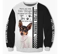 MAUXpIAO Sudaderas con capucha Chaquetas Camiseta Cárdigan Delgado 3D TOY FOX TERRIER Jersey de impresión Hombres Mujeres Poliéster Sudadera informal Suave Material/a3/L