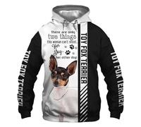 MAUXpIAO Sudaderas con capucha Chaquetas Camiseta Cárdigan Delgado 3D TOY FOX TERRIER Jersey de impresión Hombres Mujeres Poliéster Sudadera informal Suave Material/A2/4XL