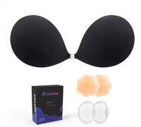MAUXpIAO Sujetador Invisible Push Up Sin Tirantes Cubre Pezones Transpirable Cómodo Cubre Pezones Autoadhesivo Sujetador Cubre Pezones Reutilizable Durable/Black/D
