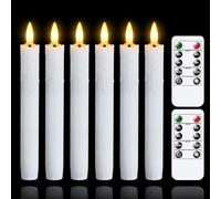 Mavandes parpadeo velas sin llama dos a distancia, 19CM blanco pilas LED vela temporizador velas de ventana, juego de 6 candelabros de plástico sin llama efecto cera (2,2 cm de diámetro)