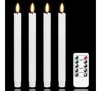 Mavandes Velas LED sin llama con temporizador a distancia, velas de blanco parpadeantes para ventana que funcionan con pilas, paquete de 4 velas de cera auténtica sin llama (2 x 25CM)