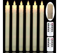 Mavandes Velas sin llama con dos mandos a distancia,Velas LED para ventanas con temporizador, sin llama Pack de 6 velas de cera auténtica color marfil (2 x 23,6cm)