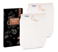 MAVANTO® Bolsa leche vegetal de cáñamo 25 x 30 cm para leche de almendras, leche de avena, leche de avellanas y zumos caseros - reutilizable y lavable (Forma de U, 2 piezas)