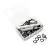 Mavaol 100 juegos de ojales de 0,3 pulgadas con perforadora, caja de almacenamiento de herramientas para ropa, lienzo y manualidades (Silver Black)