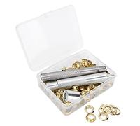 Mavaol 100 juegos de ojales de 0,3 pulgadas con perforadora, caja de almacenamiento de herramientas para ropa, lienzo y manualidades (Gold)