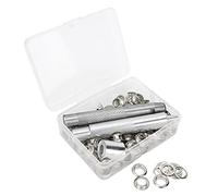 Mavaol 100 juegos de ojales de 0,3 pulgadas con perforadora, caja de almacenamiento de herramientas para ropa, lienzo y manualidades (Silver)