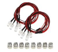 Mavaol 2 uds 4 luces LED para coche RC Universal 8mm blanco y amarillo RC faros de coche Kit de luces traseras para accesorios de iluminación Traxxas