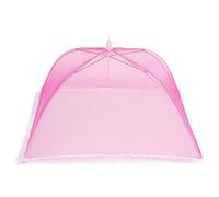 Mavaol 2 uds paraguas de comida para el hogar plegable comida preservación cubierta de malla tienda accesorio de cocina (Borde de encaje de 16 pulgadas rosa rojo 43*43cm)