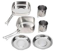 Mavaol 6 unids/set de acero inoxidable utensilios de cocina para acampar al aire sartén portátil tazas olla vajilla para Picnic