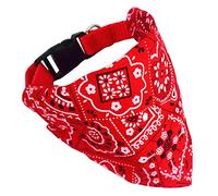 Mavaol Collar para Mascotas Bandana Ajustable Transpirable Agradable para la Piel Collar de con Estampado Triangular con Bufanda para Gato Conejo Rojo (L 2.0cm/0.8in)