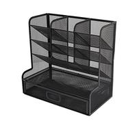 Mavaol Organizador de bolígrafos de Malla Diseño Inclinable Cajón Inferior de 9 Compartimentos Estructura Vertical Negra Portalápices de Malla con Perspectiva