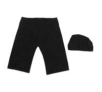 Mavaol Shorts de baño y Gorra Negros para Hombre para Secado rápido Correa Ajustable en la Cintura (XXXL)