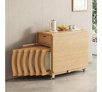 Mavdecll Juego de mesa de comedor plegable para 6 personas, mesa extensible de madera maciza con almacenamiento y ruedas, ahorra espacio, mesa de hojas colgantes para cocina, comedor, restaurante, 1,4