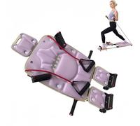 Mavdecll Tabla De Pilates Reformer para Entrenamiento En Casa, Tabla De Pilates De Madera Plegable Todo En Uno con Bandas De Resistencia, Antideslizante Y Silenciosa, para Entrenamiento Pink