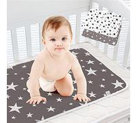 Maveek de 2 paquetes de cambiadores de pañales de bebé de 19.7 x 27.6 pulgadas, impermeable, portátil, cambiador de viaje, tapete plegable y absorbente para el hogar y al aire libre (gris y blanco)