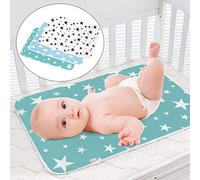 Maveek - Juego de 3 almohadillas para cambiar pañales para bebé, portátil, impermeable, para cambiar, alfombrilla de cama (verde y blanco y azul)