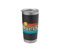 Mavericks California Retro Sunset Surf Trip I Love Surfing Vaso térmico de acero inoxidable de doble pared