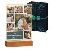 Maverton 3D Cuadro Personalizado con Foto y Texto - Luz LED Lampara de Mesita de Noche - San Valentin Boda Aniversario Pareja, Hombre y Mujer, Dia Del Padre Regalos - 21 x 30 cm o 15 x 22 cm, USB-A