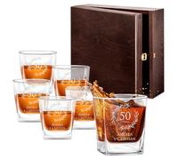 Maverton 6 Vasos de Cristal Grabado 250 ml - Decoracion Hogar Elegante - Regalos Personalizados Perfectos - Vasos de Cristal para Toda Ocasión - Regalo Boda para Novios - Juntos
