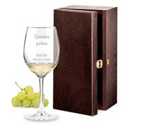 Maverton Copa de Vino Personalizada 350 ml - Copa de Cristal Grabada con Texto - Regalos Originales para Aniversario Pareja Novios Prometidos Casados Padres - Padres