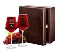 Maverton - Dos Copas De Vino Con Personalización - Cristal - 530 ml - Regalo San Valentin Ideal Para Dos - Regalos Originales Para Parejas - Regaldo de Aniversario Boda