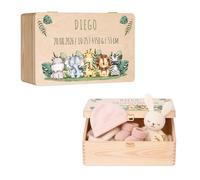 Maverton Personalized Wooden Keepsake Box for Baby Essentials - Ideal for Baby Girl and Boy Gifts - Available in Two Sizes: L or XL - Perfect for New Mom Gifts - Zoo