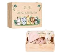 Maverton Personalized Wooden Keepsake Box for Baby Essentials - Ideal for Baby Girl and Boy Gifts - Available in Two Sizes: L or XL - Perfect for New Mom Gifts - Zoo