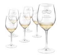 Maverton Set de 6 Copas de Vino Personalizadas 350ml - Vidrio Transparente con Grabado - Regalos de Parejas Aniversario Boda Regalos Originales para Hombre y Mujer - Infinidad