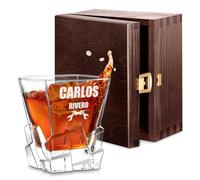 Maverton Vaso de Whisky Personalizado 250ml - Vasos de Cristal Agua Con Nombre e Inicial - Diseño de Cubo de Hielo - Regalos Originales para Hombre Día del Padre Regalos Cumpleaños Navidad - Clave
