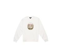 Mavi Hombre Chateau Printed Crew Neck Sweatshirt Pullover, Antique White, L