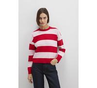 Mavi Jersey Crew Neck Sweater para Mujer, Chinese Red Striped, XS