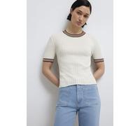 Mavi Jersey de Manga Corta de Punto para Mujer, Egret, XL