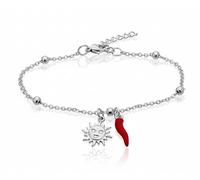 Mavi jewel Pulsera de mujer de acero con colgante y cuerno de la suerte, Ajustable, Acero aleado, Acero.
