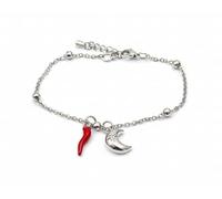 Mavi jewel Pulsera de mujer de acero con colgante y cuerno de la suerte, Ajustable, Acero aleado, Acero.