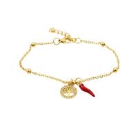 Mavi jewel Pulsera de mujer de acero con colgante y cuerno de la suerte, ajustable, Acero aleado, Acero.