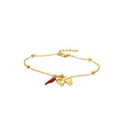 Mavi jewel Pulsera de mujer de acero con colgante y cuerno de la suerte, Ajustable, Acero aleado, Acero.