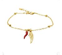 Mavi jewel Pulsera de mujer de acero con colgante y cuerno de la suerte, Ajustable, Acero aleado, Acero.