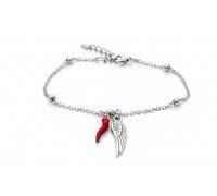 Mavi jewel Pulsera de mujer de acero con colgante y cuerno de la suerte, Ajustable, Acero aleado, Acero.