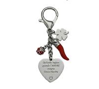 Mavi jewel Regalo Maestra, corazón grabado con frase, amuleto de la suerte, mariquita, trébol de cuatro hojas y cuerno rojo