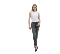 Mavi Mujer Adriana Jeans, Dark Grey Distressed Street, Mid-Rise, Super Skinny, 31W 34L