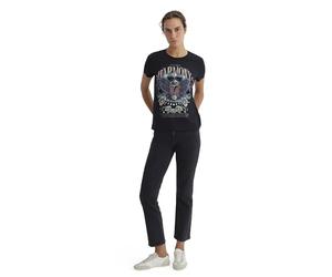 Mavi Mujer Butterfly Printed T-Shirt Shirt, Black, M