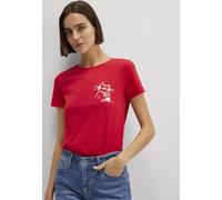Mavi Mujer Cat Printed Graphic T-Shirt Camiseta, Rojo Chino, L
