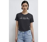 Mavi Mujer Cat Printed T-Shirt Camiseta, Fantasma, XL