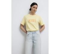 Mavi Mujer Logo Printed T-Shirt Camiseta, French Vanilla, L