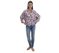 Mavi Mujer Long Sleeve Shirt Camiseta de Manga Larga, Red Abstract Ikat Print, XS