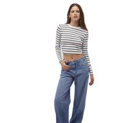 Mavi Mujer Long Sleeve tee Shirt, Black Stripe, XS